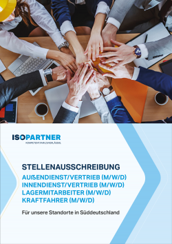 ISOPARTNER Stellenanzeige offene Stellen Süddeutschland